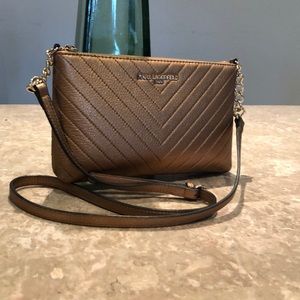 Karl Lagerfeld rose gold cross body purse